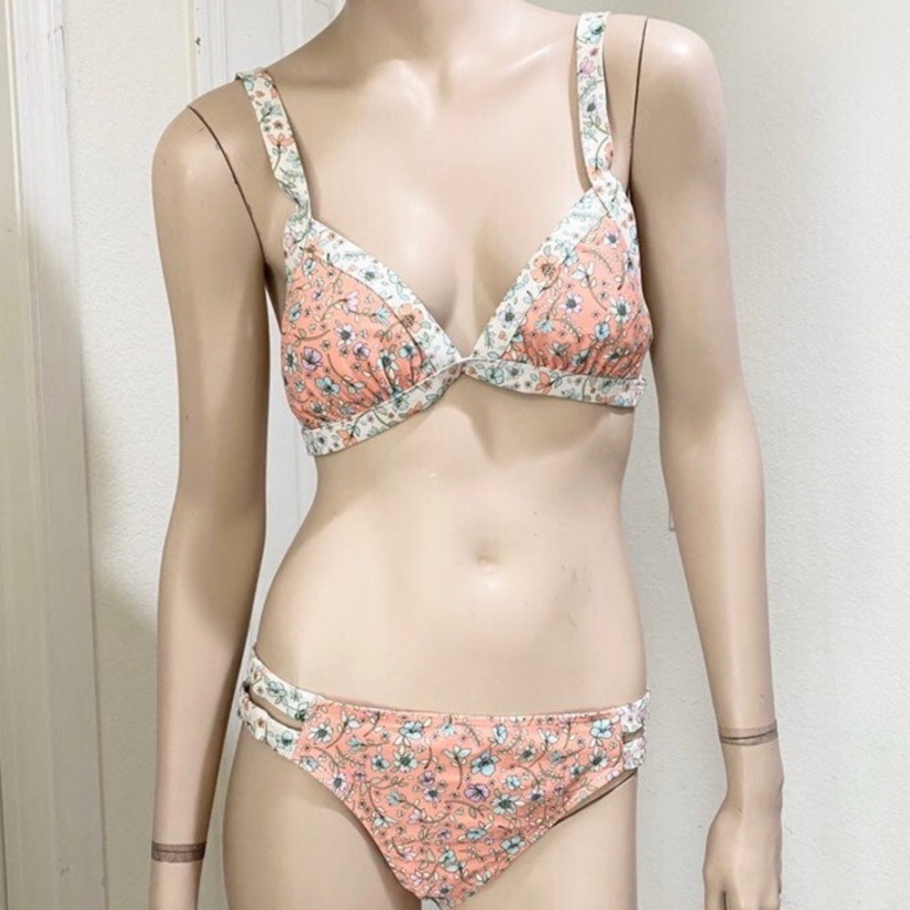 Blu C Floral Peach Two-piece Bikini Set